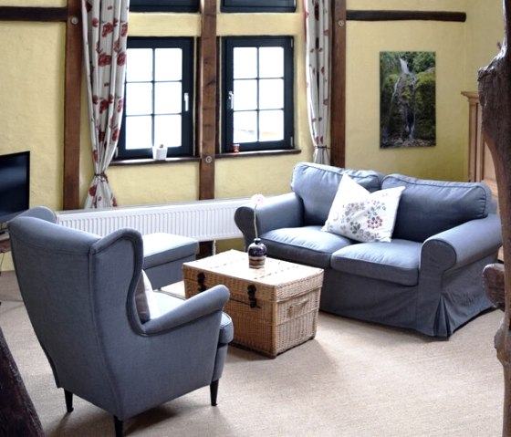 Blick in die Ferienwohnung "Dorfblick"., © Pannhausen Blick in die Ferienwohnung "Dorfblick"., © Pannhausen