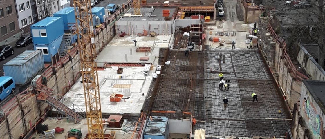 Blick von oben auf die Baustelle., &copy; Bauunternehmung Rudi Henn