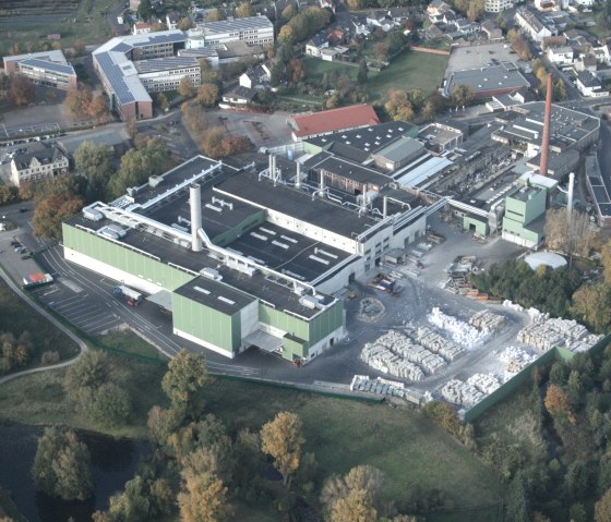 Luftaufnahme der Produktionsstätte, © Papierfabrik Niederauer Mühle
